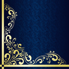 Luxury dark blue Background decorated a gold border.