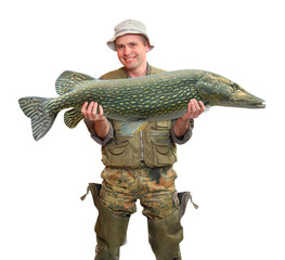 The Fisherman with big fish (The Northern Pike).