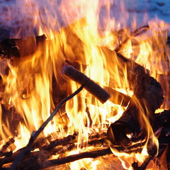 Pieczenie kiełbaski nad ogniskiem