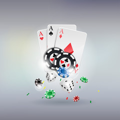 poker gambling chips poster ,Chips, dices, cards