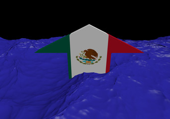 Mexico flag arrow in abstract ocean illustration