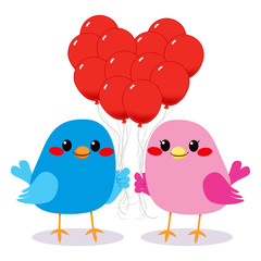 Oiseaux Amour Coeur Ballons