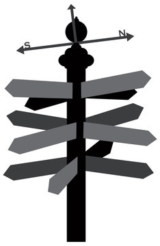 Direction Sign with Weather Vane Illustration