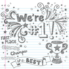 Trophy Winner Champion Sketchy Doodles Vector