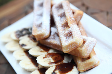 Waffle with banana