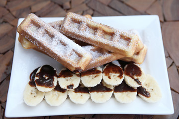 Waffle with banana