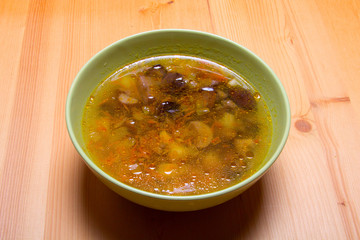nourishing soup with mushrooms and potatoes