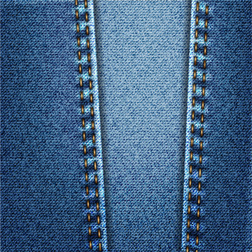 Blue Jeans Denim Fabric Texture With Stitch