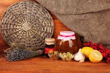 Honey and others natural medicine for winter flue, © Africa Studio