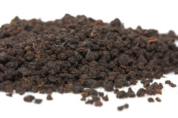 black tea on a white background. macro