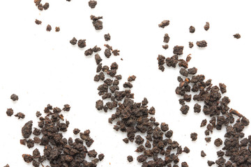 black tea on a white background. macro