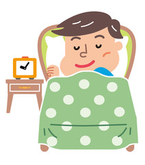 ベッドで眠る男性