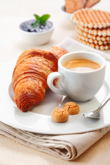 Croissant served with espresso