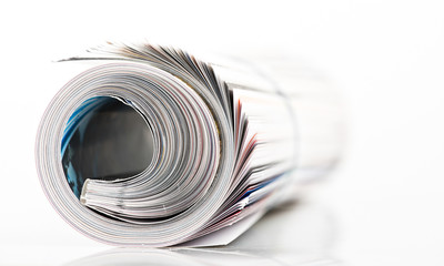 magazine roll on white background
