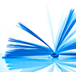 blue open book on white