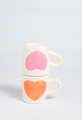 Two cup of love concept on Isolated