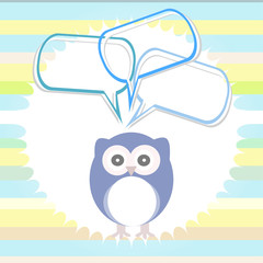 Cute card with owl and thought speech bubble