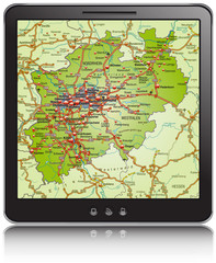 Landkarte von Nordrhein-Westfalen als Navigationsgerät
