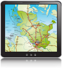 Landkarte von Schleswig-Holstein als Navigationsgerät