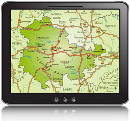 Landkarte von Thüringen als Navigationsgerät