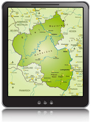 Landkarte von Rheinland-Pfalz als Navigationsgerät