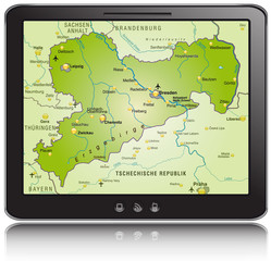 Landkarte von Sachsen als Navigationsgerät