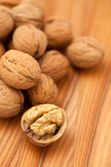 walnuts on wooden table