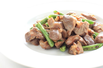 chinese cuisine, gizzard and garlic stir fried