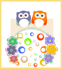 Owl baby family invitation card for baby boy