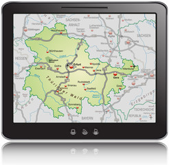 Landkarte von Thüringen als Navigationsgerät