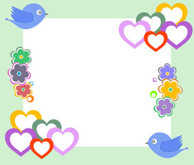 Vintage romantic card with flowers and birds. pattern with bird