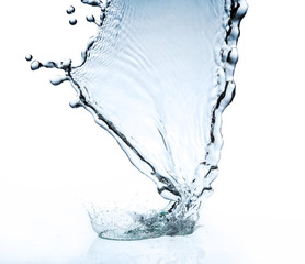 The splash splashing in the white background