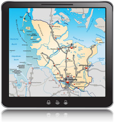 Landkarte von Schleswig-Holstein als Navigationsgerät