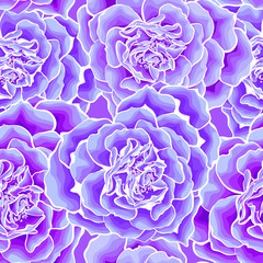 Obraz na płótnie Canvas Neon niebieski serce róże szwu