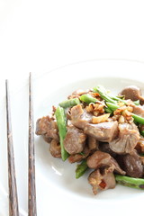 chinese cuisine, gizzard and bean stir fried