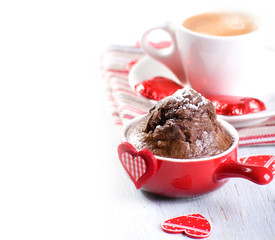 Chocolate cake with coffee
