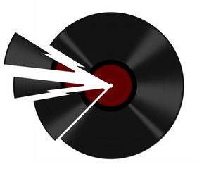 Broken record - pun intended, isolated over white background