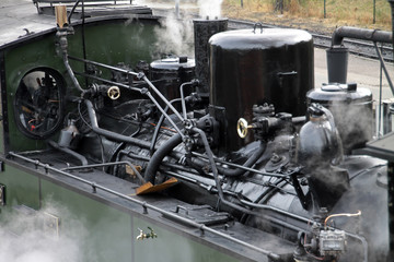 Detail einer Dampflokomotive