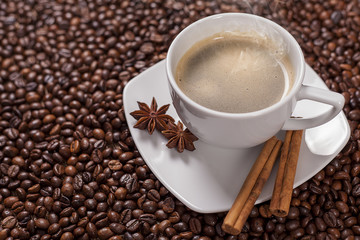 Coffee cup with cinnamon