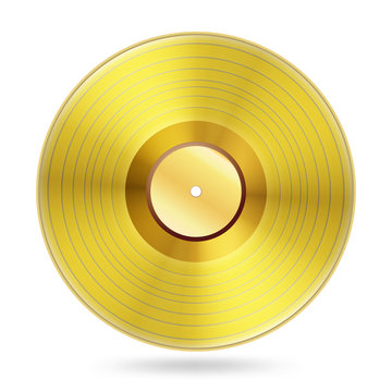 Realistic Golden Records Disc On White