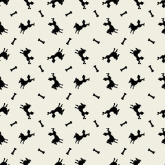 Stylish black dogs pattern with bones.