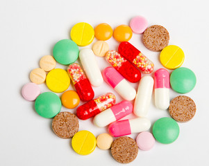 Close up colorful pills