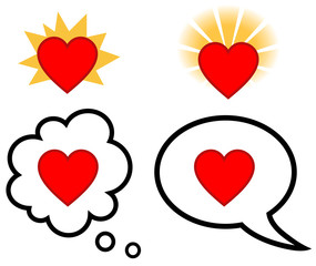 Speech and thought bubble with heart love faith symbol