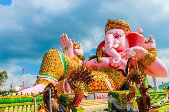 Pink Clining Ganesh Sculpture