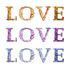 Love 3D Text Grunge Style Texture Illustration