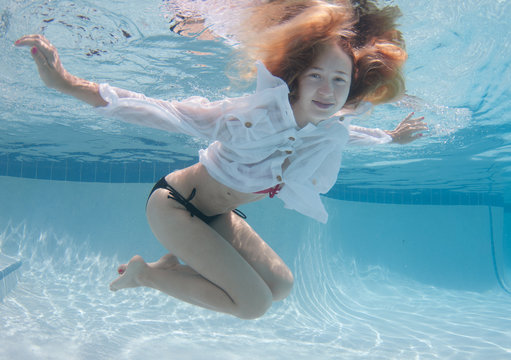 Smiling Model Under the water