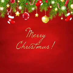 Fototapeta na wymiar Red Christmas Happy New Year Skład