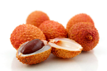 Lychee (Litchi chinensis) isolated on white background