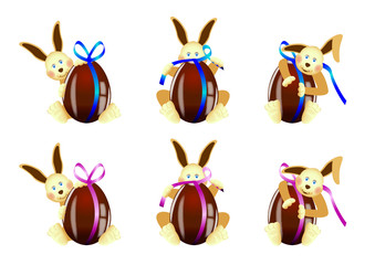 Lapin coquin - Ruban bleu ou rose - Pâques