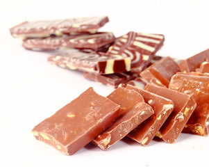 chocolate bars isolated on white background